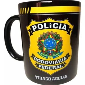 Caneca De Cerâmica Preta Polícia Rodoviária Federal Prf