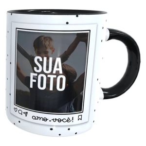 Caneca Pai & Paiê & Paizão & Paizinho & Cora & Meu Velho Dia Dos Pais Com Foto Personalizada com Alça e Interior Preto P