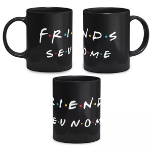 Caneca Preta Série Friends Personalizada Com Nome