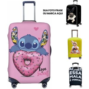 Capa para mala de viagem com sua foto nome marca frase personalizada