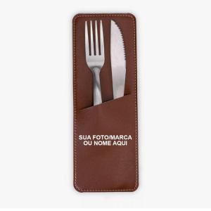Capa Talher porta faca garfo colher couro Personalizada Nome Foto Marca