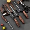 kit conjunto de facas pretas cabo madeira Personalizado