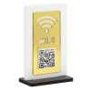 Placa de Acrílico QR CODE Dourado Wifi 10x15cm com Base de Mdf Preto 6mm