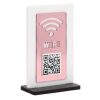 Placa de Acrílico QR CODE Rose Wifi 10x15cm com Base de Mdf Preto 6mm