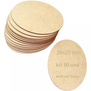 Placa Quadrinho 25x20 Mdf Cru Plaquinha Oval 20x25 de 3mm