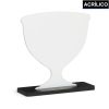 Placa Troféu de Acrílico Branca com Base de MDF 13x13cm para Sublimação