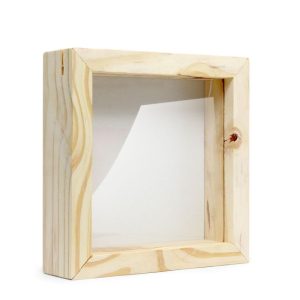 Quadro Cofre Pinus com Placa MDF e Placa Acrílica Cristal para sublimação - 15x15cm