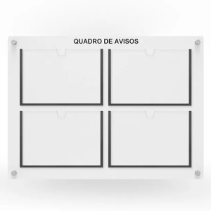 Quadro de aviso e gestão em mdf e acrilico com 4 Displays A4 hh