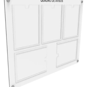 Quadro de aviso e gestão em mdf e acrilico com 5 Displays A4 rh