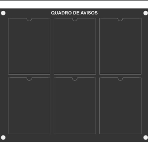 Quadro de aviso gestão em mdf Preto e acrilico com 6 Displays A4 vv