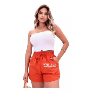 Shorts Duna Feminino Soltinho Liso Curto Cintura Alta Personalizado