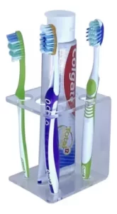 Suporte para Escovas de Dentes em Acrílico Cristal Transparente – Elegância para o Banheiro