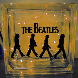 Luminaria Abajur Bloco de Vidro Tijolo com led Personalizado nome marca