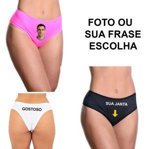 Calcinha estampada personalizada com seu nome foto marca ou arte