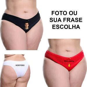 Calcinha personalizada Plus size plussize com seu nome foto marca ou arte
