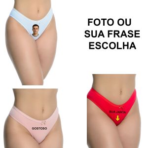 Calcinha personalizada com seu nome foto marca ou arte