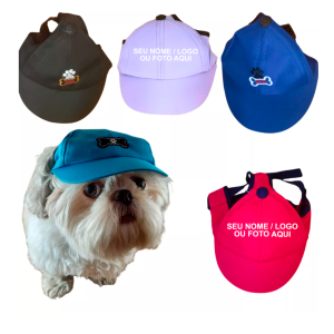 Boné Para Cães e Gatos chapeu personalizado com nome foto marca