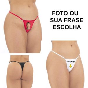 Calcinha fio dental personalizada com seu nome foto marca ou arte