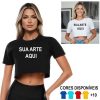 Camiseta Cropped Personalizada Feminina adulto Infantil Plus Size Camisa Roupa Blusinha Blusa - Branca Preta Colorida Revenda Fornecedor Dropshipping