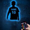 Luminaria de parede jogador RGB futebol em mdf personalizado com nome marca logo frase