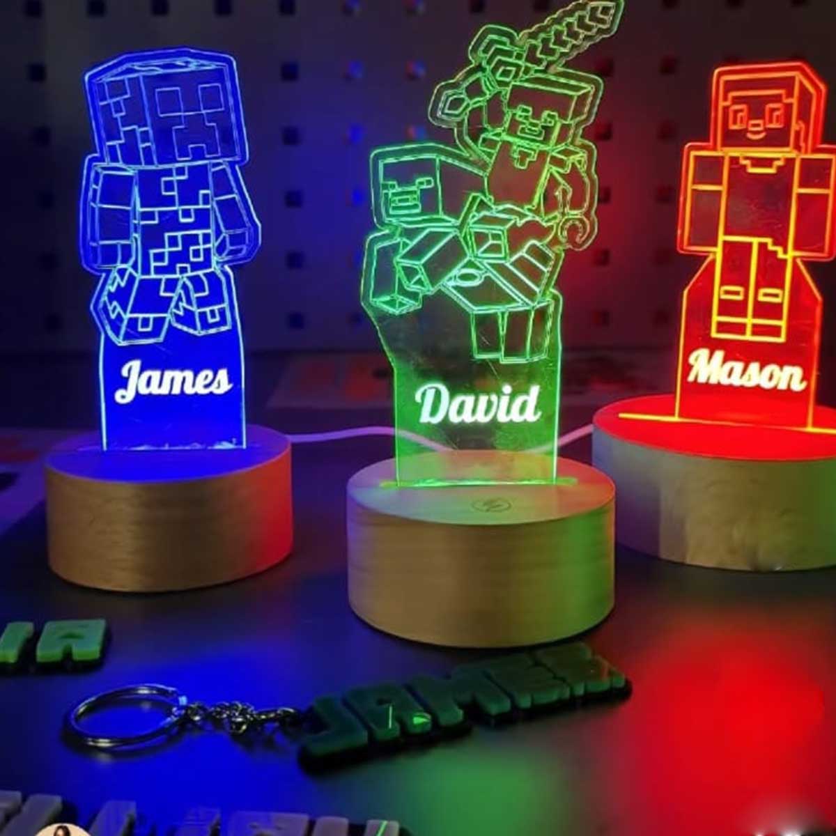 Luminaria Abajur RGB Roblox Minecraft e outros colorido acende luz