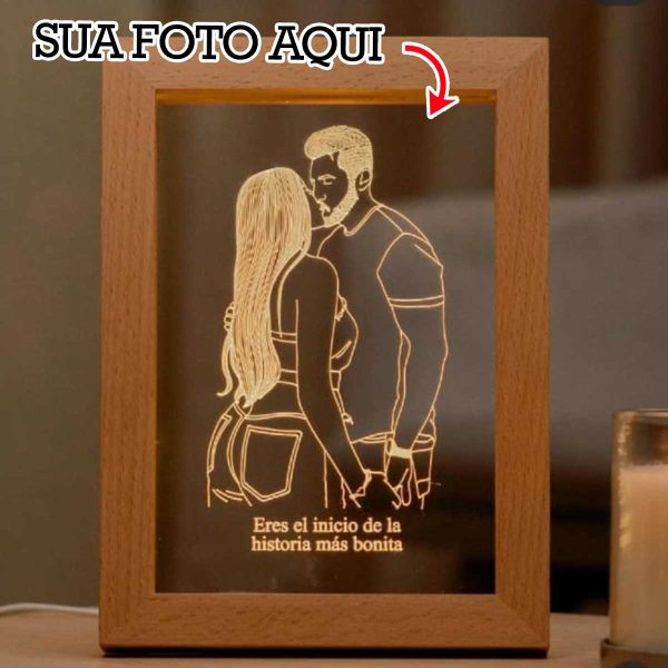 Quadro com led Retrato personalizado com a sua foto brilha acende