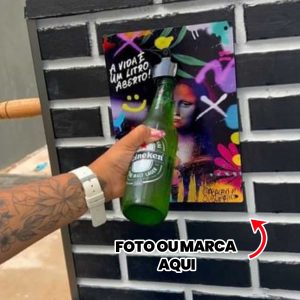 Abridor De Garrafa Parede Personalizado com nome marca logotipo empresa foto arte frase personalizada