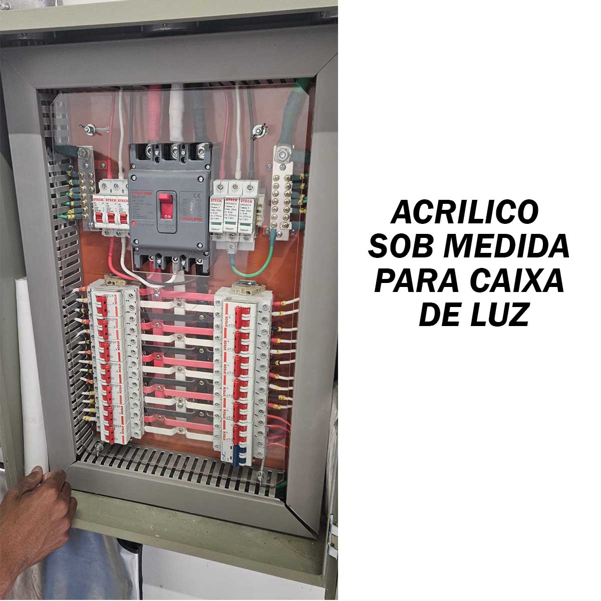 Acrilico sob medida para caixa de luz quadro de energia proteção eletricidade fios choque Personalizado com nome marca