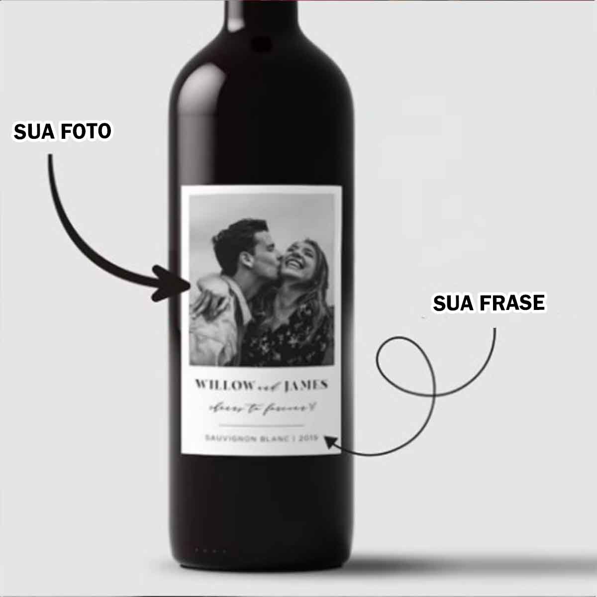 Adesivo para garrafa de vinho Personalizada com nome marca logotipo empresa foto arte frase personalizada