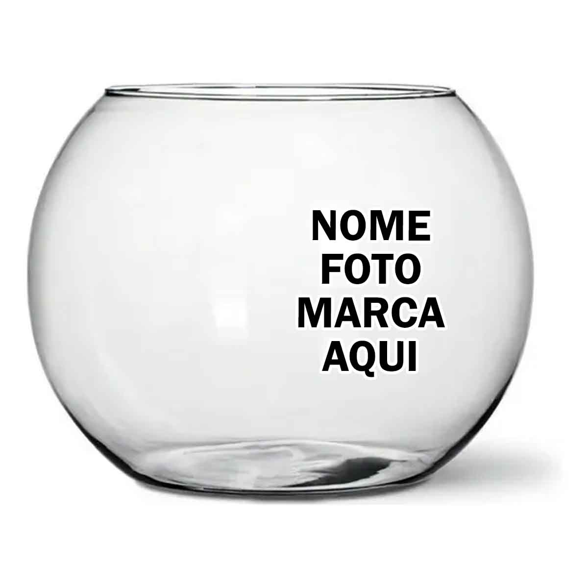 Aquario redondo de vidro Personalizado com nome marca logotipo empresa foto arte frase personalizada