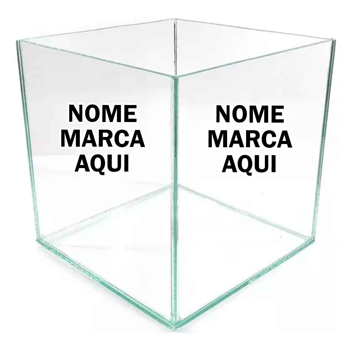 Aquario vaso vidro quadrado Personalizado com nome marca logotipo empresa foto arte frase personalizada