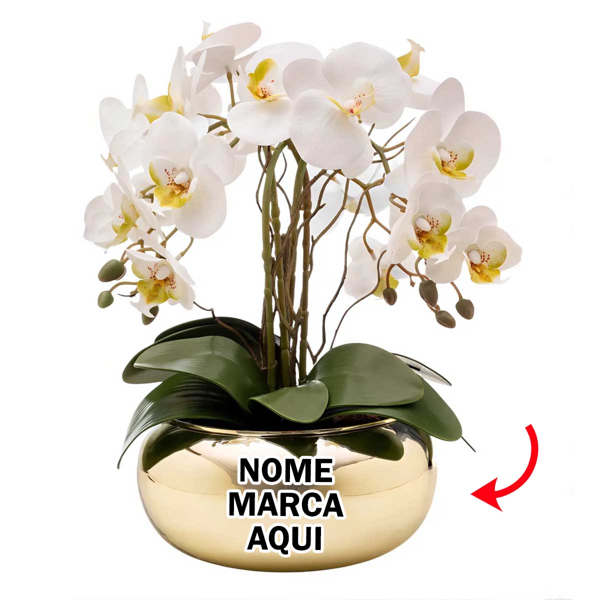 Arranjo Vaso Espelhado Personalizado com nome marca logotipo empresa foto arte frase personalizada