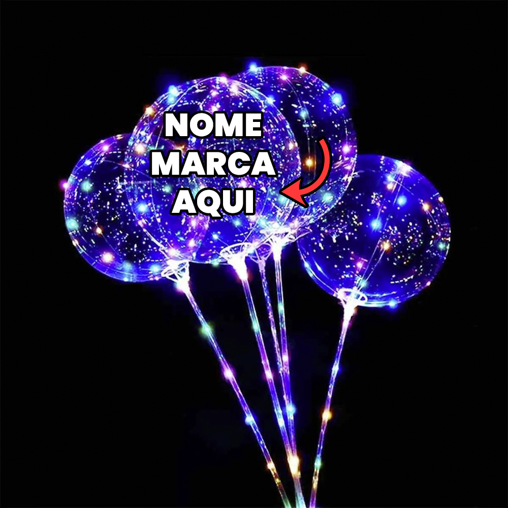 Balao com led buble luz acende brilha Personalizado com nome marca logotipo empresa foto arte frase personalizada