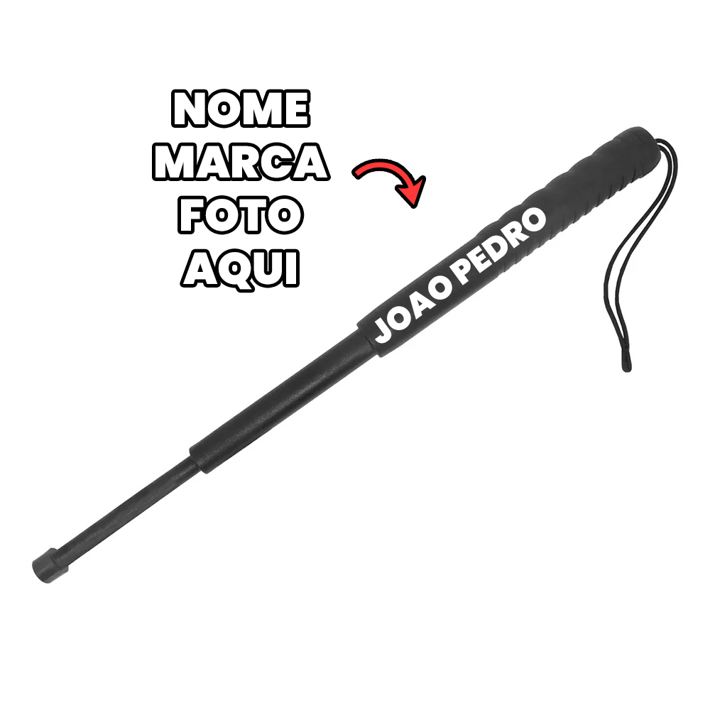 Bastão Tático Retrátil Personalizado com nome marca logotipo empresa foto arte frase personalizada