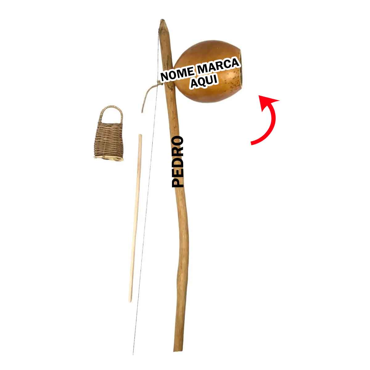Berimbau Personalizado com nome marca logotipo empresa foto arte frase personalizada