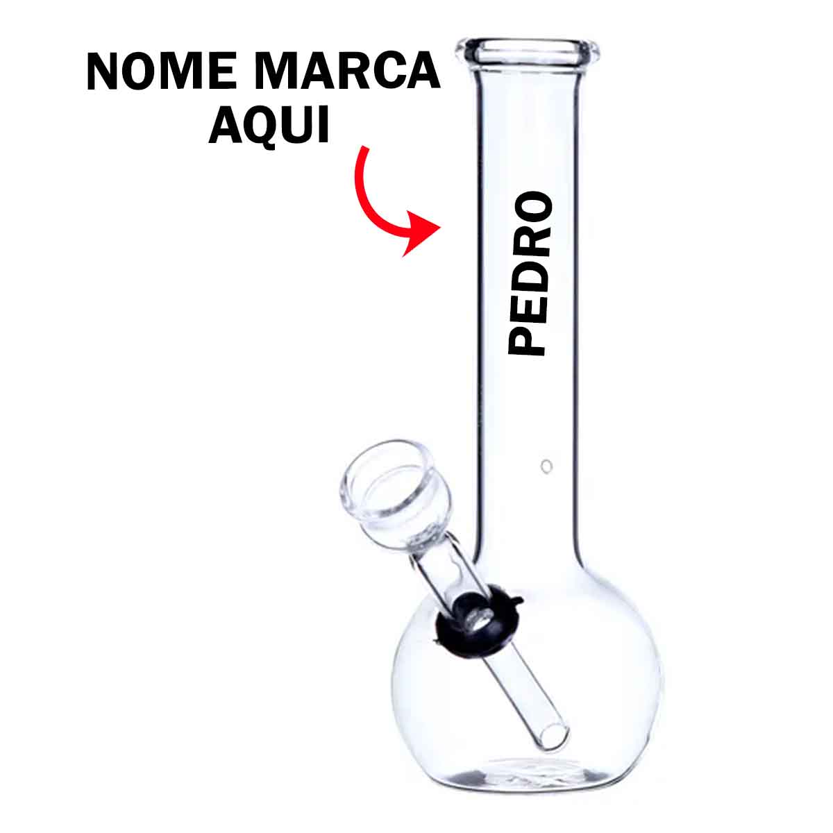 Bong de vidro Personalizado com nome marca logotipo empresa foto arte frase personalizada