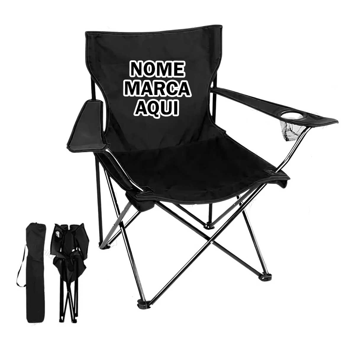 Cadeira Portátil Dobrável Pesca Camping Praia Personalizado com nome marca logotipo empresa foto arte frase