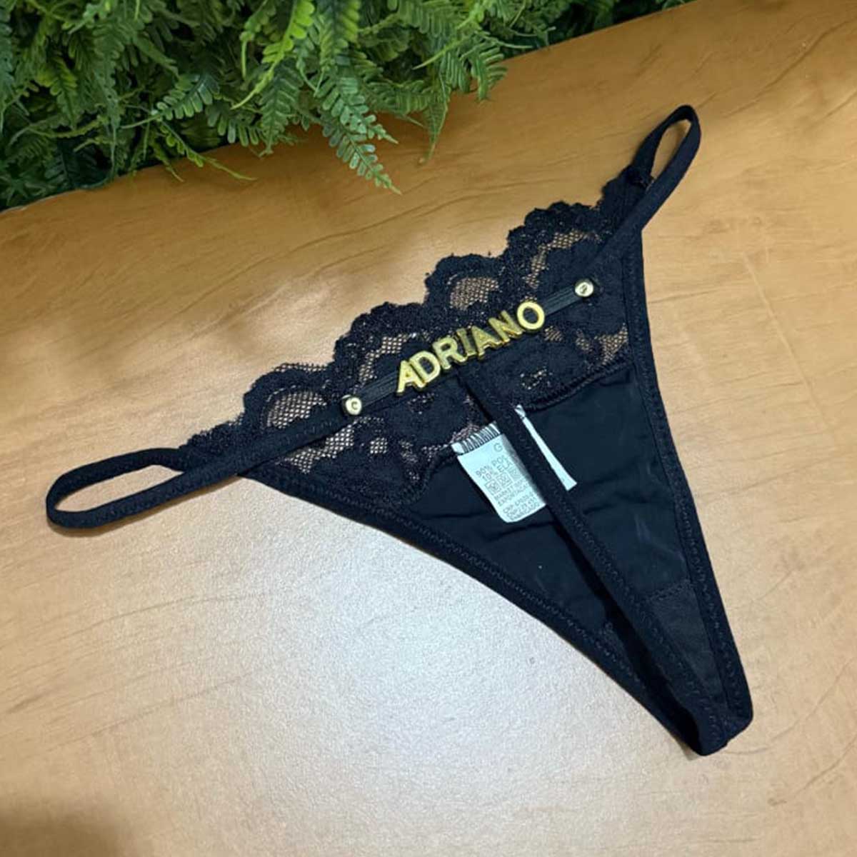 Calcinha Personalizada fio com nome letras marca logotipo empresa foto arte frase personalizada