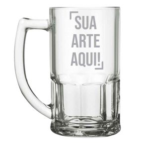 Caneca de Chopp Vidro Personalizado com nome marca logotipo empresa foto arte frase personalizada