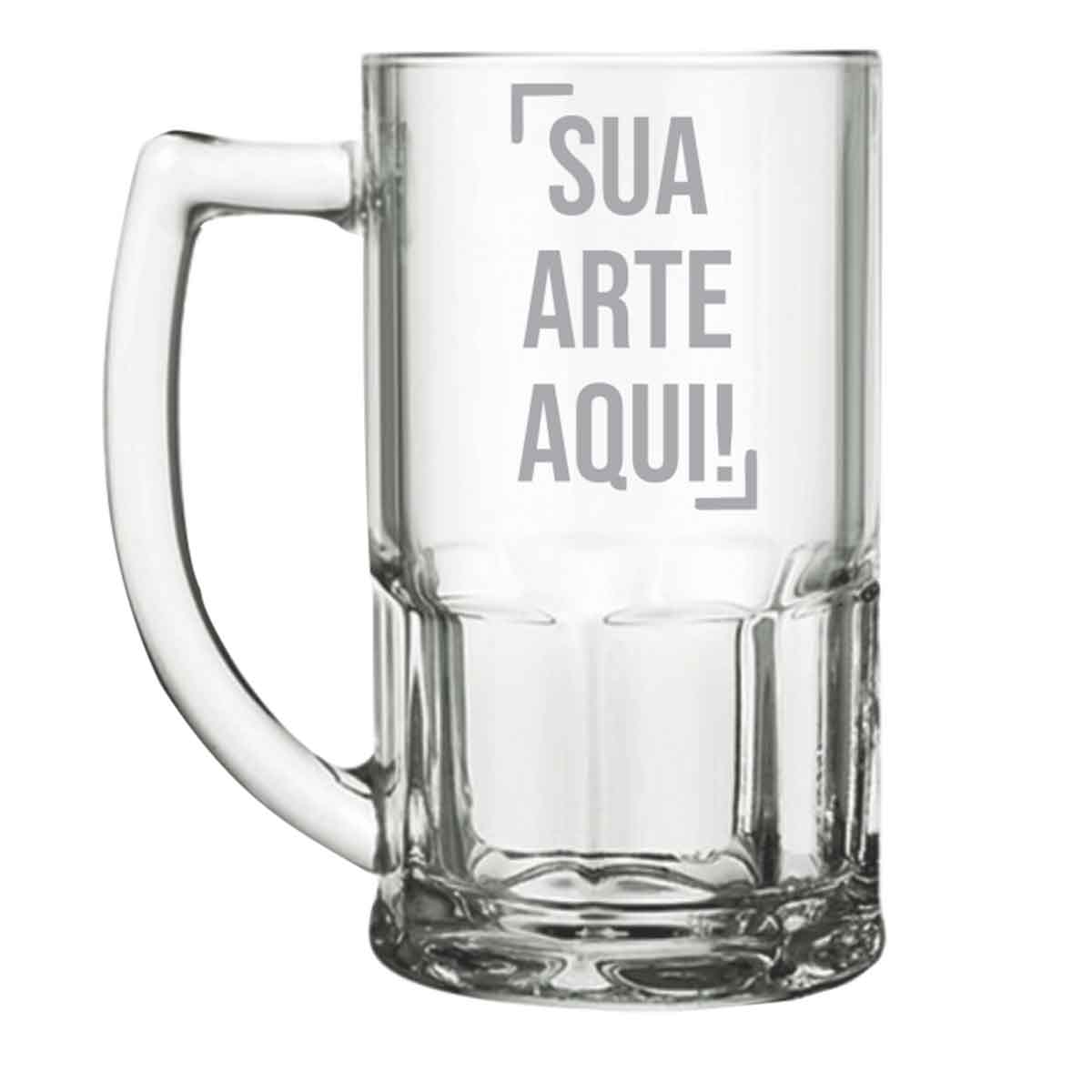 Caneca de Chopp Vidro Personalizado com nome marca logotipo empresa foto arte frase personalizada