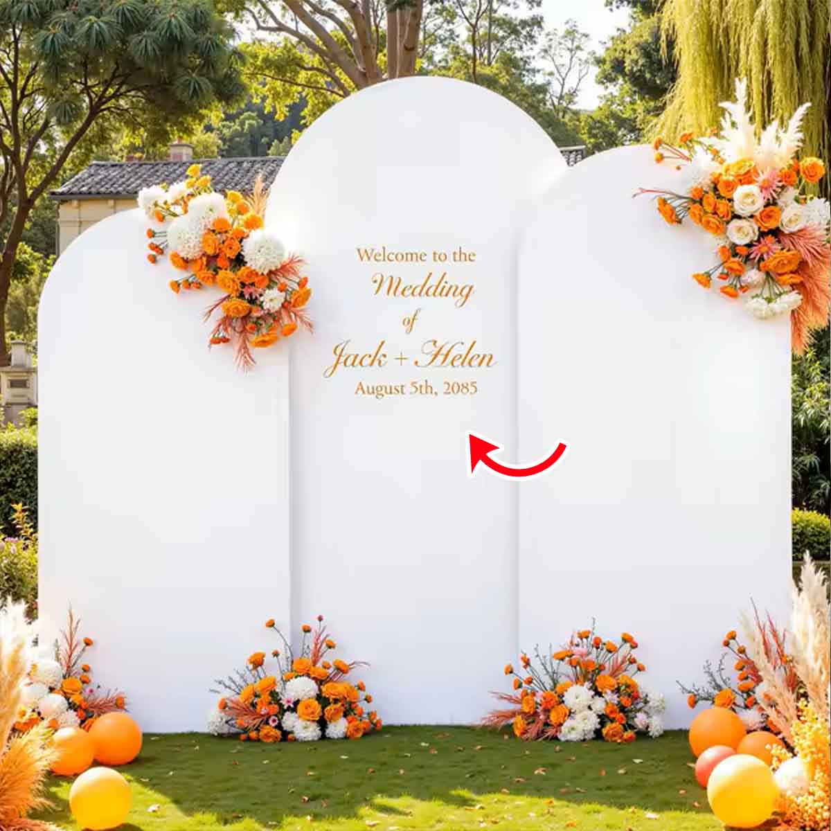 Capa de arco casamento noivado Personalizado com nome marca logotipo empresa foto arte frase personalizada