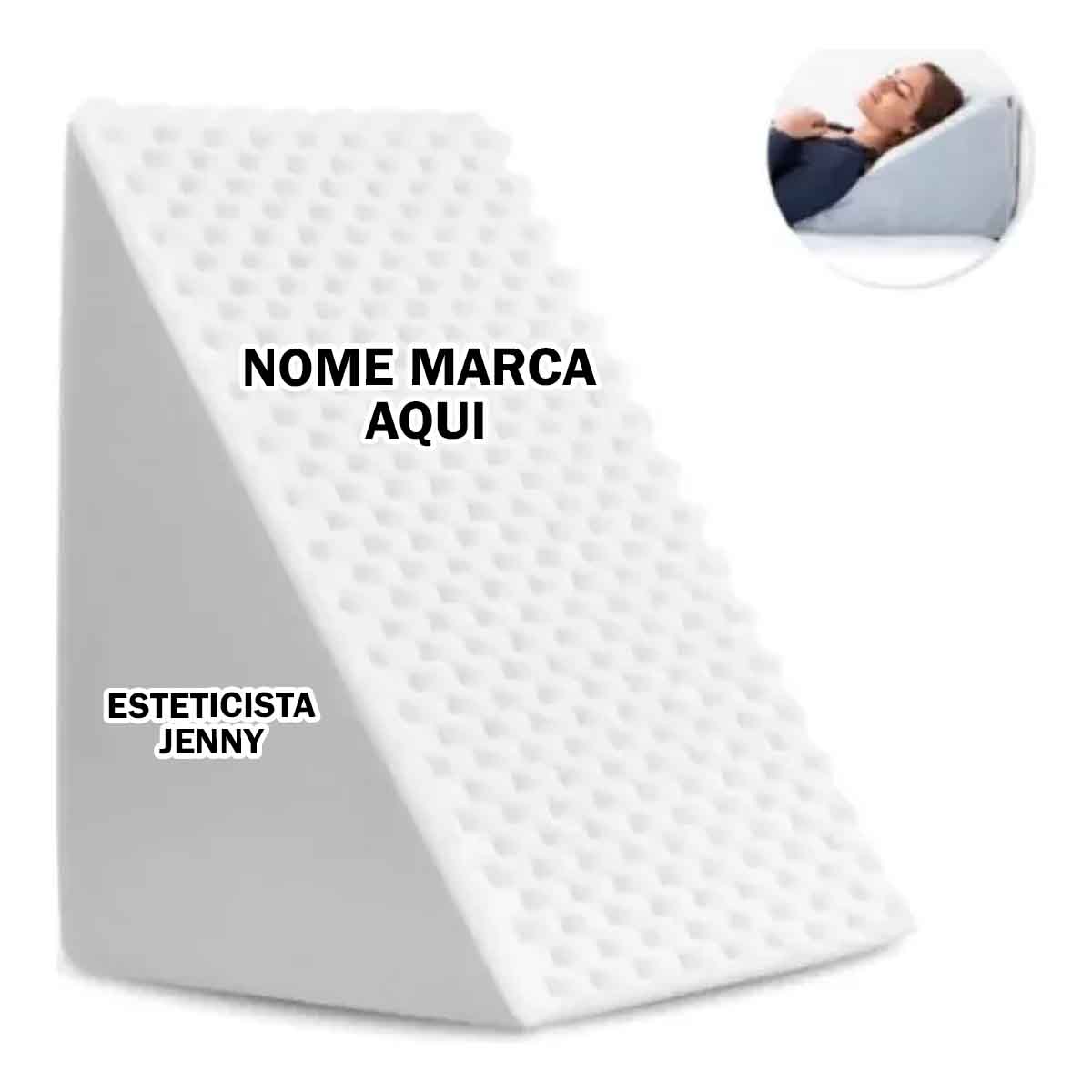 Capa Encosto Triângular Travesseiro Terapêutico Personalizado anatomico com nome marca logotipo empresa foto arte frase