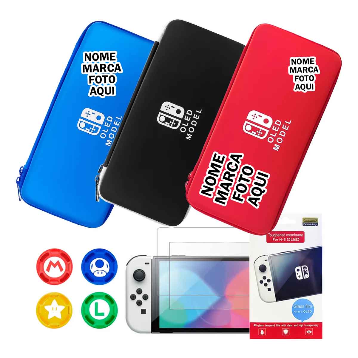 Case Bag Bolsa Estojo Proteção Nintendo Switch Personalizado com nome marca logotipo empresa foto arte frase