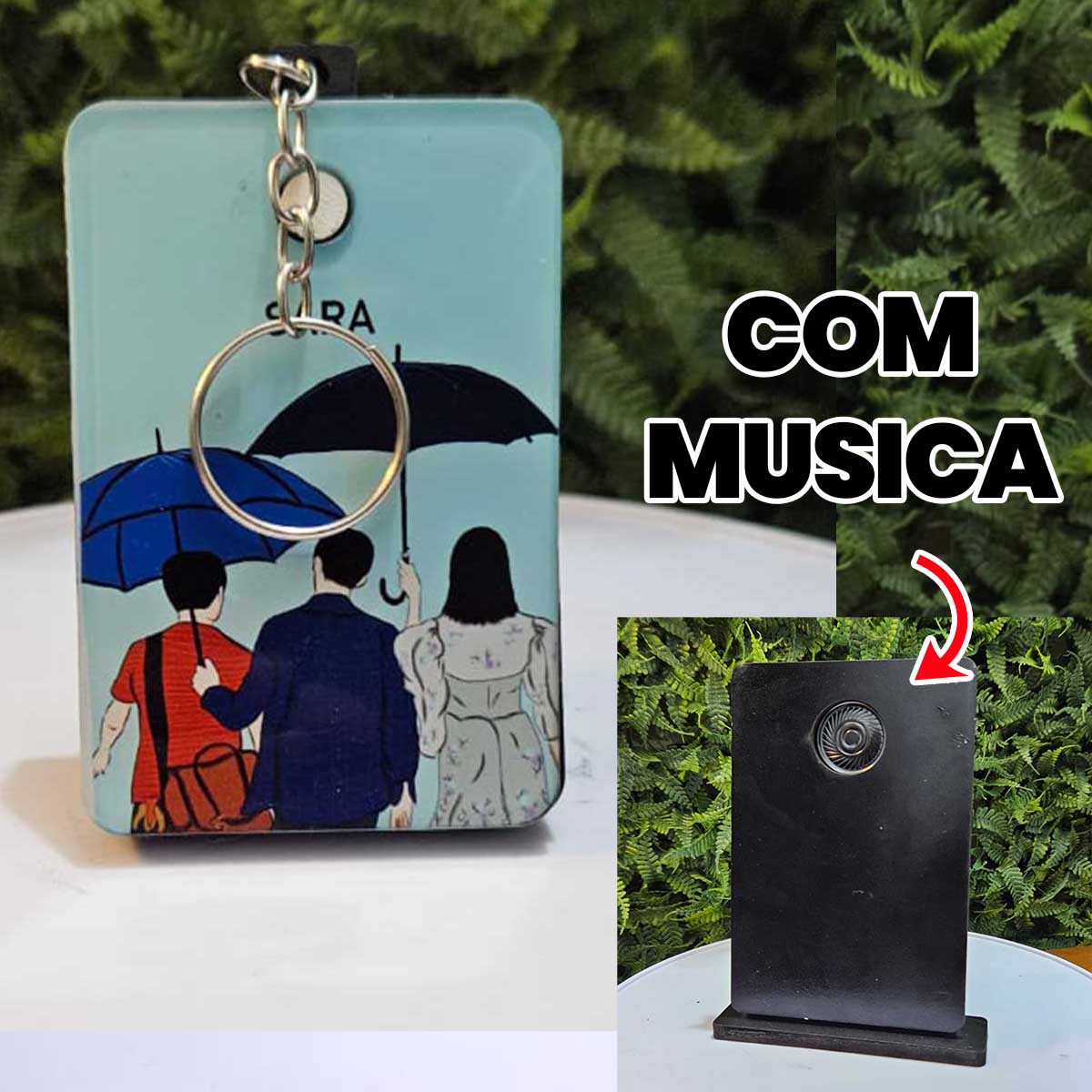 Chaveiro com musica Personalizado com nome marca logotipo empresa foto arte frase personalizada