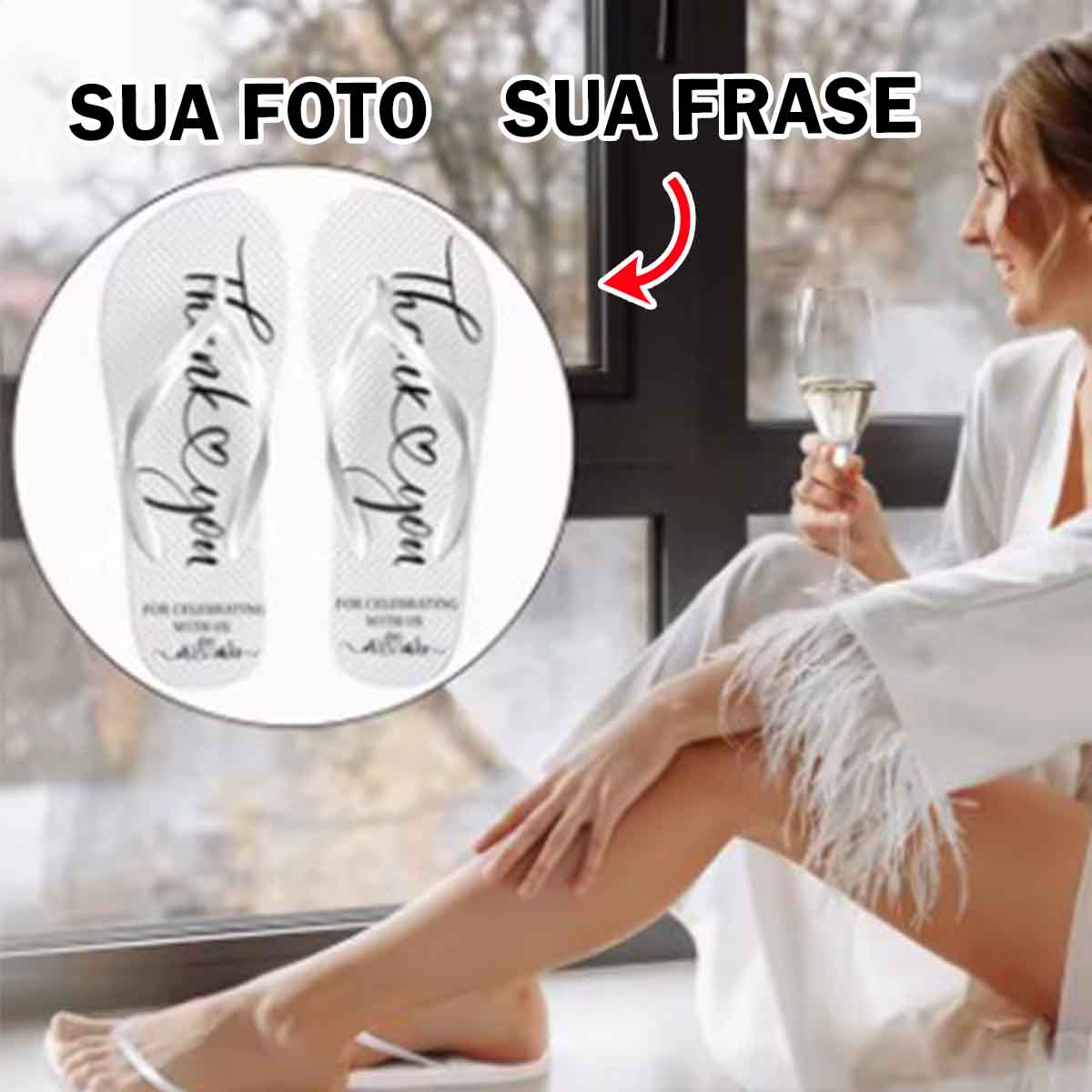 Chinelo Personalizado com nome marca logotipo empresa foto arte frase personalizada