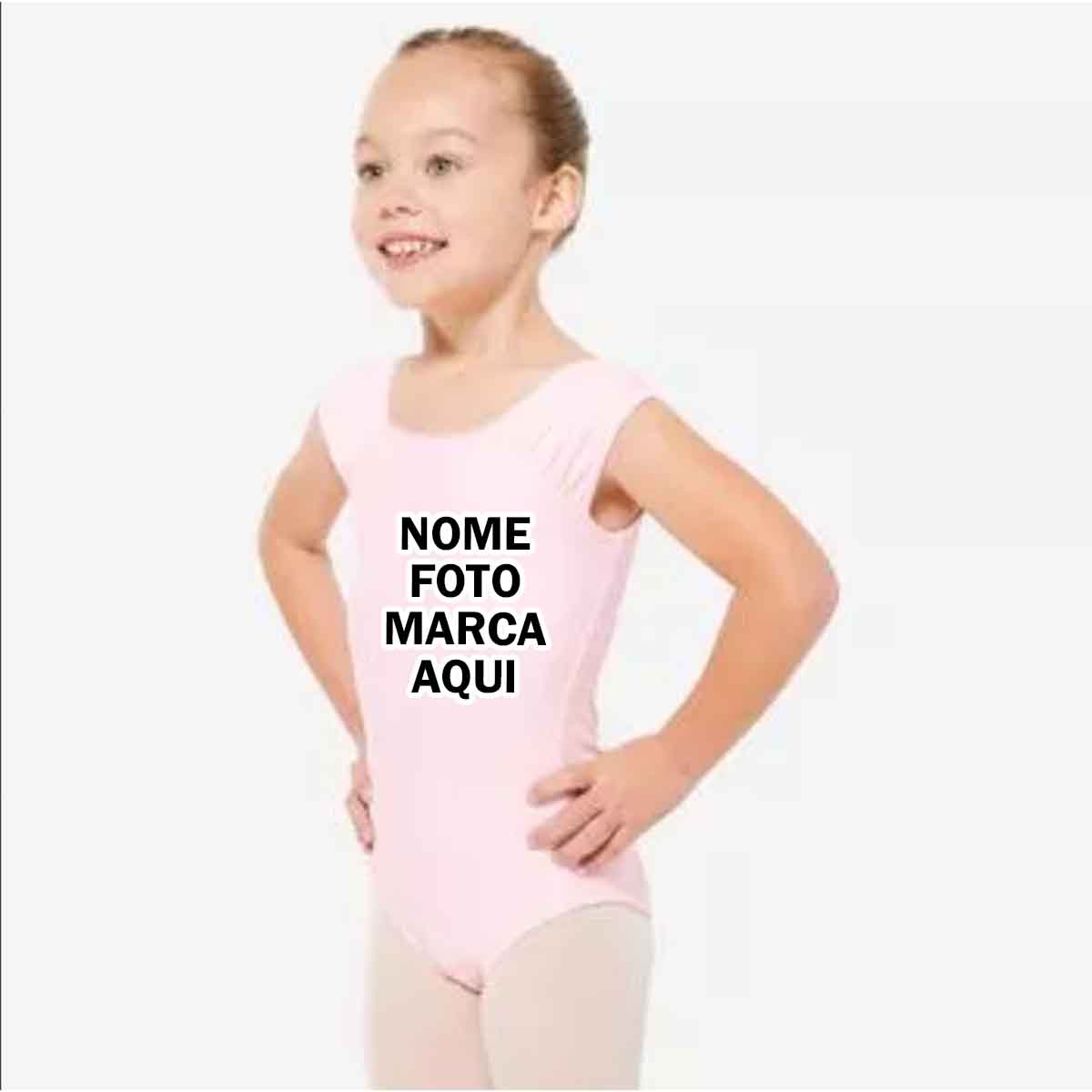 Collant Infantil de Ballet Personalizado com nome marca logotipo empresa foto arte frase personalizada