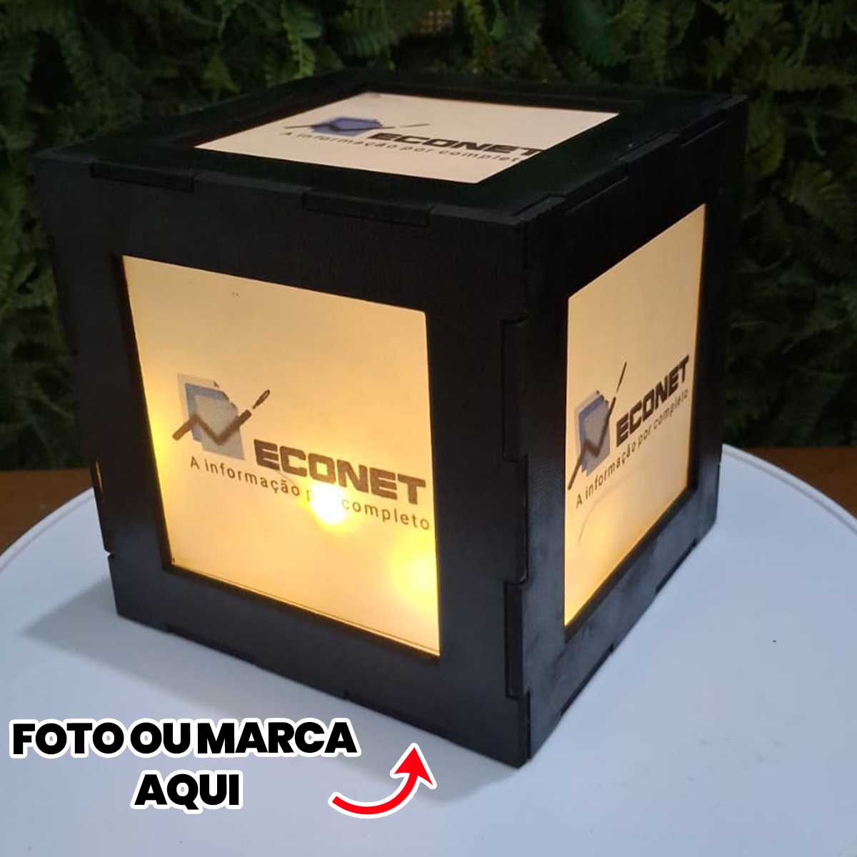 Cubo Personalizado Luminaria Abajur com nome marca logotipo empresa foto arte frase personalizada