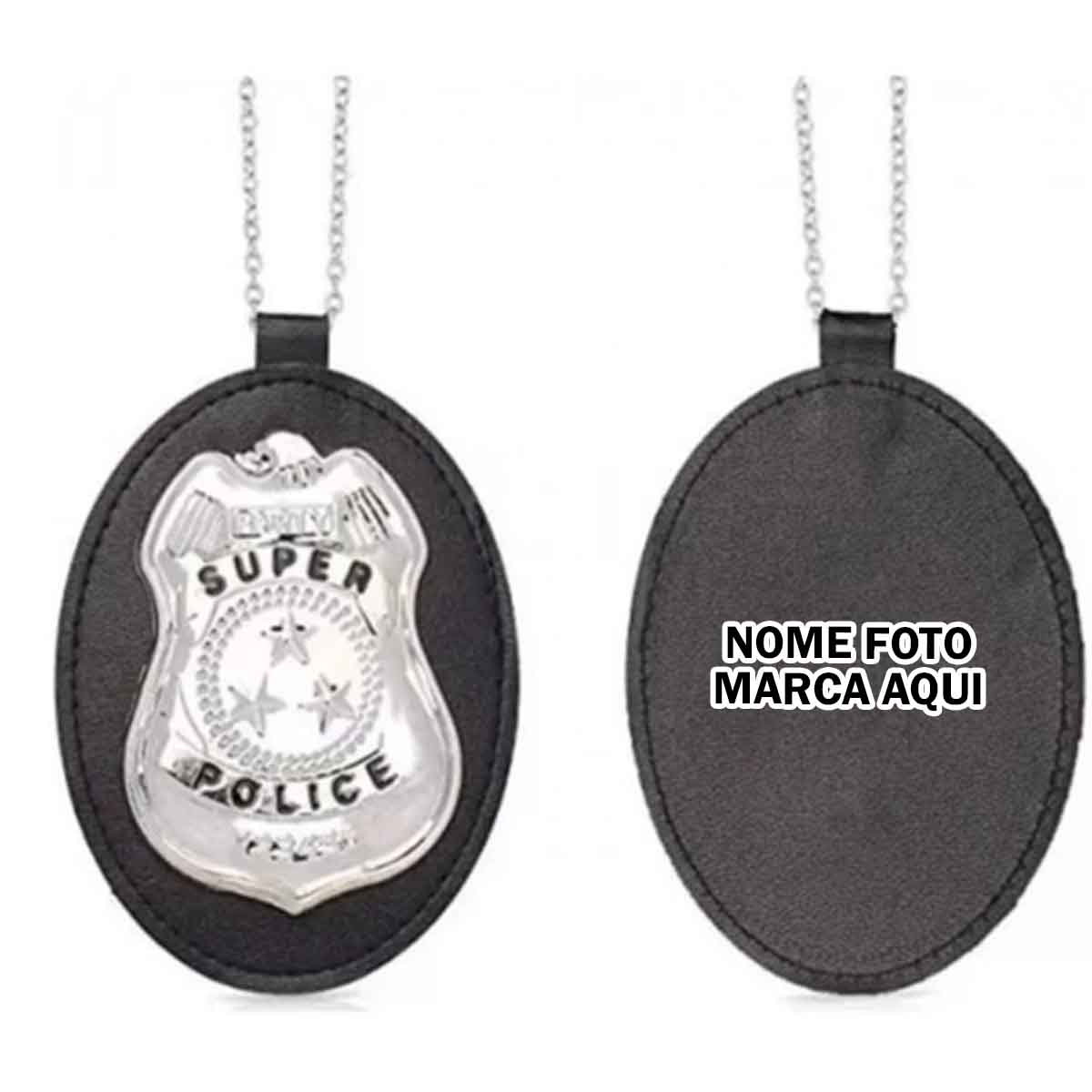 Distintivo Investigador Detetive Policial Personalizado com nome marca logotipo empresa foto arte frase personalizada