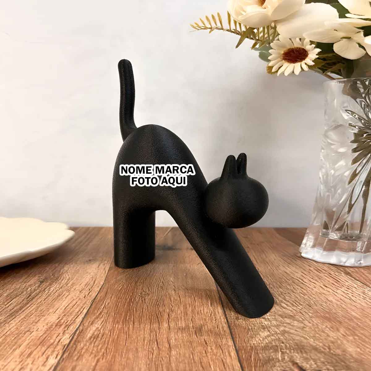 Escultura gato Personalizada estatueta estatua decorativa com nome marca logotipo empresa foto arte frase personalizada