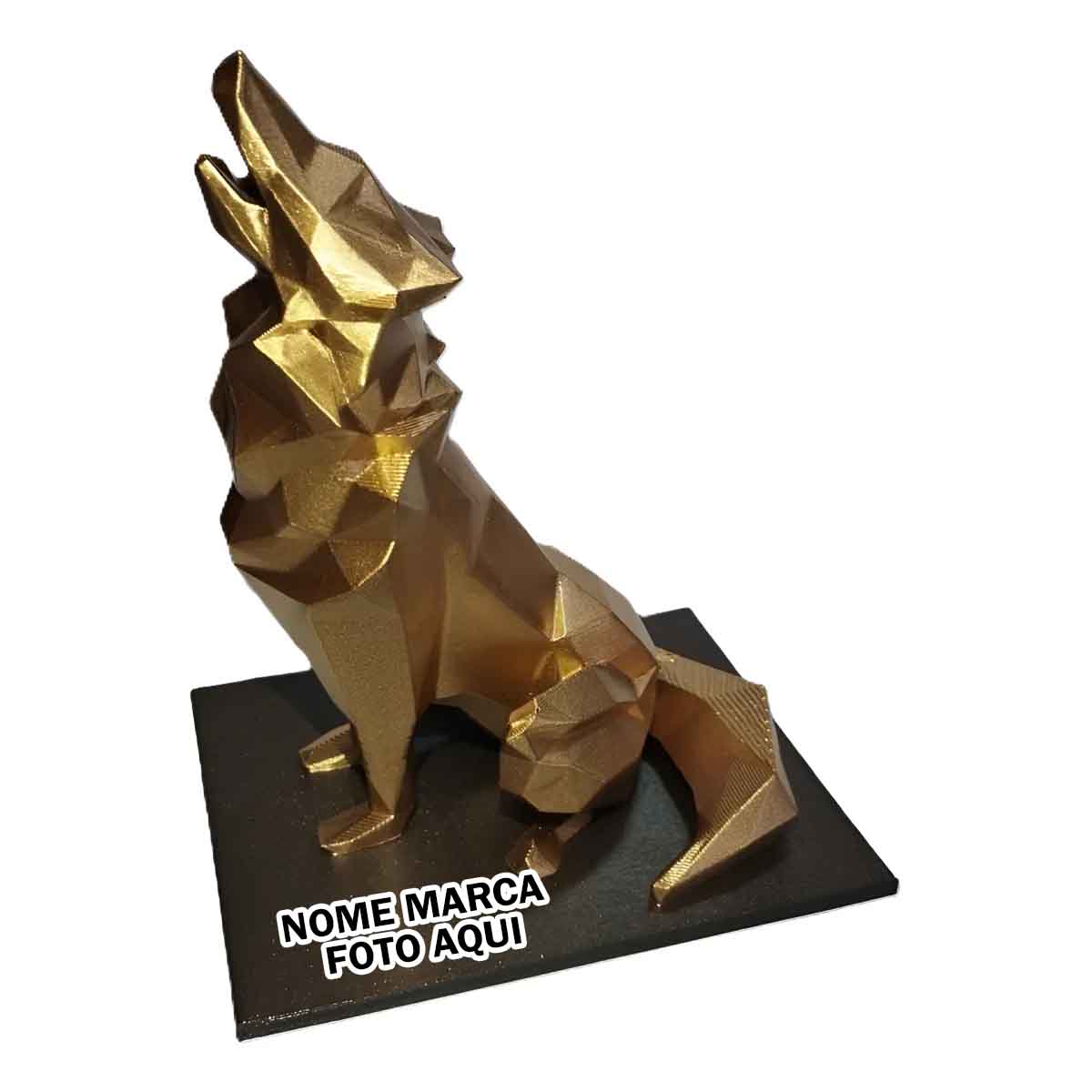 Escultura Lobo Personalizado estatua estatueta com nome marca logotipo empresa foto arte frase personalizada